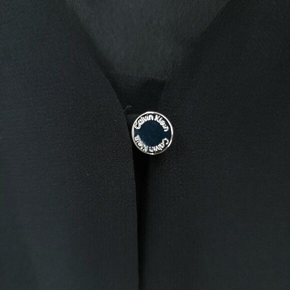 Calvin Klein Black Chiffon V-Neck Blouse Medium - Picture 8 of 8